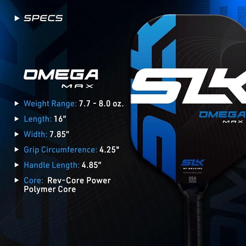 Selkirk SLK Omega Carbon Pickleball Paddle | Dual Carbon & Fiberglass Face with a Rev-Cor+ Polymer Core | Performance and Technology United with Comfort, Balance, and affordability in Saudi Arabia