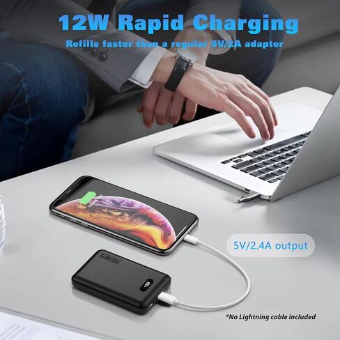 شاحن محمول صغير من ليكزاي، بنك طاقة بقدرة 5000 مللي أمبير في الساعة مع مخرج USB-C 5 فولت 2.4 أمبير، حزمة بطارية مدمجة للغاية مع شاشة LED لهواتف iPhone وSamsung وهواتف Android والمزيد (أسود) in Saudi Arabia
