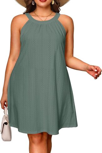 Daci Plus Size Swimsuit Cover Ups - Women Halter Hollow Out Bathing Suit Beach Coverup Sun-Dress in Saudi Arabia