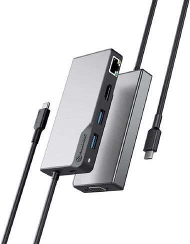 ALOGIC USB-C Fusion MAX 6-in-1 Hub V2-2 x USB-A (5G)، 1 x USB-C (5G & 100W PD)، HDMI (4K@60 هرتز)، VGA وRJ45 Gigabit Ethernet in Kuwait
