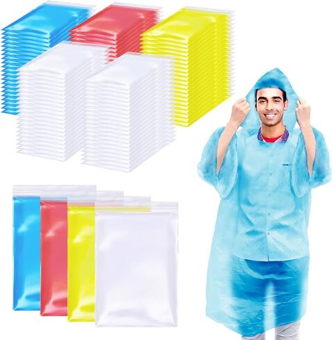 108 Pack Disposable Rain Ponchos for Adults Plastic Ponchos with Hood Raincoat Bulk for Men Women Camping Outdoor in Saudi Arabia