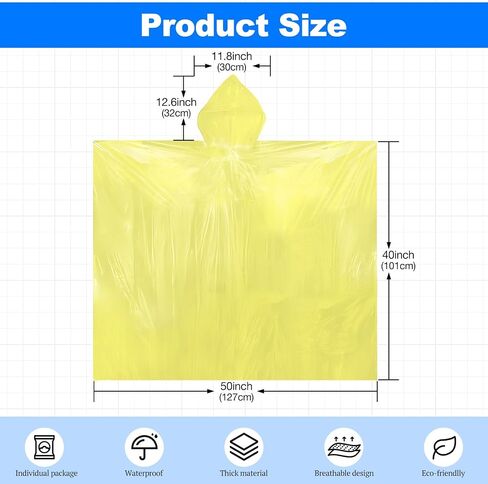 108 Pack Disposable Rain Ponchos for Adults Plastic Ponchos with Hood Raincoat Bulk for Men Women Camping Outdoor in Saudi Arabia