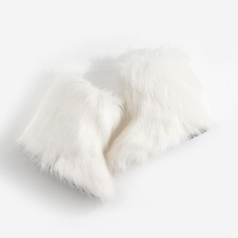 Women's Faux Fur Boots Furry Fuzzy Snow Boots Fluffy Winter Boots Warm Comfortable Mid-Calf Boots Outdoor Indoor Flat Shoes in Saudi Arabia