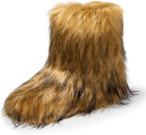 Faux Fur Snow Boots - Smooth Fuzzy Boots, Cold-Weather Boots, Women's Winter Soft and Fluffy Touch Boots, Outdoor Durable Flat Warm Boots in Saudi Arabia