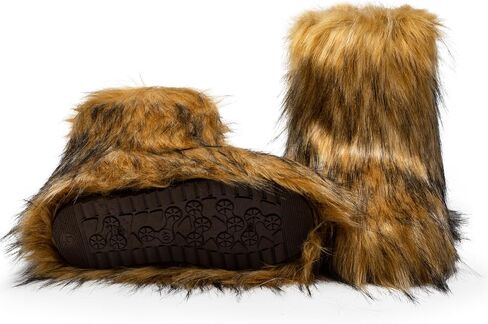 Faux Fur Snow Boots - Smooth Fuzzy Boots, Cold-Weather Boots, Women's Winter Soft and Fluffy Touch Boots, Outdoor Durable Flat Warm Boots in Saudi Arabia