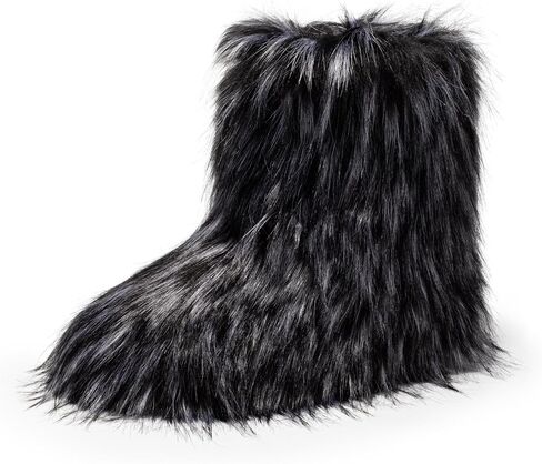 Faux Fur Snow Boots - Smooth Fuzzy Boots, Cold-Weather Boots, Women's Winter Soft and Fluffy Touch Boots, Outdoor Durable Flat Warm Boots in Saudi Arabia