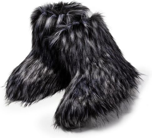 Faux Fur Snow Boots - Smooth Fuzzy Boots, Cold-Weather Boots, Women's Winter Soft and Fluffy Touch Boots, Outdoor Durable Flat Warm Boots in Saudi Arabia