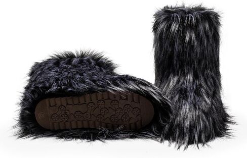 Faux Fur Snow Boots - Smooth Fuzzy Boots, Cold-Weather Boots, Women's Winter Soft and Fluffy Touch Boots, Outdoor Durable Flat Warm Boots in Saudi Arabia