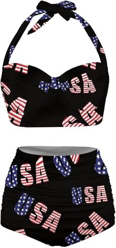 Veniyate Womens Two Piece Swimsuits High Waisted Bikini Set Tummy Control Halter Ruched Bathing Suits in Saudi Arabia