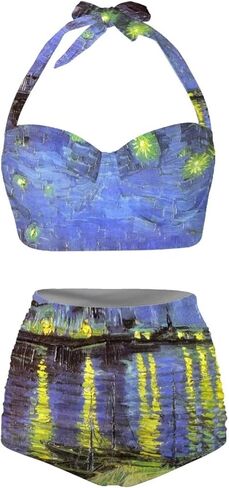 Veniyate Womens Two Piece Swimsuits High Waisted Bikini Set Tummy Control Halter Ruched Bathing Suits in Saudi Arabia