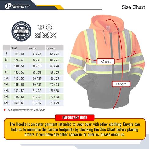 JKSafety Hi-Vis Safety Sweatshirt for men women High Visibility Zip-Up Hooded Sweatshirt Hoodie work utility Reflective Strips with Extended Trims (JK121-Black,XL) in Saudi Arabia