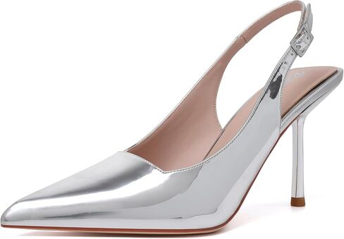 RIBONGZ Sexy Slingback Pumps Elegant Dressy Heels for Women Closed Toe Pointy High Heels Wedding Bride Prom Party Evening Shoes in Saudi Arabia