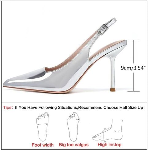 RIBONGZ Sexy Slingback Pumps Elegant Dressy Heels for Women Closed Toe Pointy High Heels Wedding Bride Prom Party Evening Shoes in Saudi Arabia
