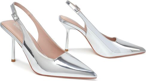 RIBONGZ Sexy Slingback Pumps Elegant Dressy Heels for Women Closed Toe Pointy High Heels Wedding Bride Prom Party Evening Shoes in Saudi Arabia