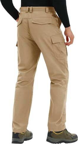 TACVASEN Men's Hiking Tactical Pants Water Resistant 9 Pockets Cargo Pants Ripstop Elastic-Waistband Pants Hunting Work in Kuwait