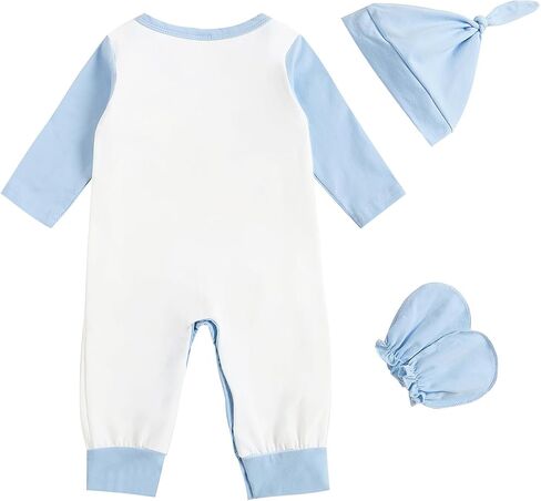 Hi I’m New Here Newborn Outfit, Baby Coming Home Clothes, Cotton Infant Romper Bodysuit Jumpsuit with Hat and Gloves in Saudi Arabia
