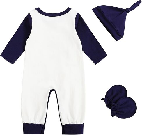 Hi I’m New Here Newborn Outfit, Baby Coming Home Clothes, Cotton Infant Romper Bodysuit Jumpsuit with Hat and Gloves in Saudi Arabia