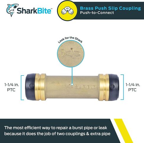 SharkBite 1 Inch Slip Coupling, Push to Connect Brass Plumbing Fitting, PEX Pipe, Copper, CPVC, PE-RT, HDPE, U3020LFA in Saudi Arabia