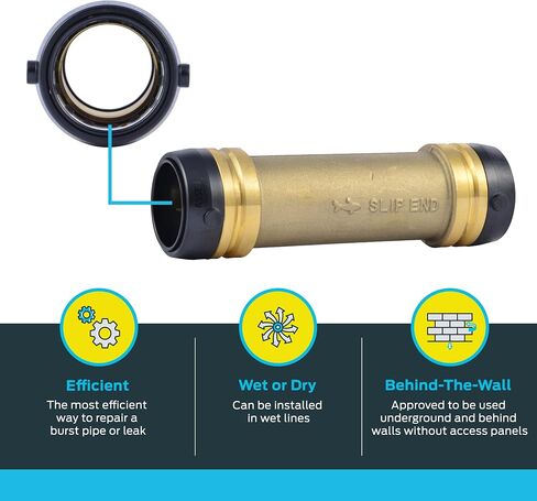 SharkBite 1 Inch Slip Coupling, Push to Connect Brass Plumbing Fitting, PEX Pipe, Copper, CPVC, PE-RT, HDPE, U3020LFA in Saudi Arabia