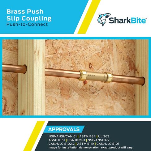 SharkBite 1 Inch Slip Coupling, Push to Connect Brass Plumbing Fitting, PEX Pipe, Copper, CPVC, PE-RT, HDPE, U3020LFA in Saudi Arabia