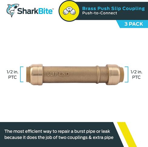 SharkBite 1 Inch Slip Coupling, Push to Connect Brass Plumbing Fitting, PEX Pipe, Copper, CPVC, PE-RT, HDPE, U3020LFA in Saudi Arabia
