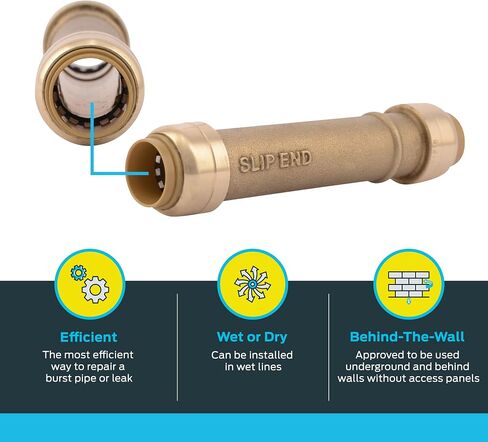 SharkBite 1 Inch Slip Coupling, Push to Connect Brass Plumbing Fitting, PEX Pipe, Copper, CPVC, PE-RT, HDPE, U3020LFA in Saudi Arabia