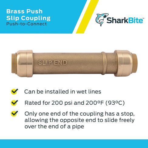 SharkBite 1 Inch Slip Coupling, Push to Connect Brass Plumbing Fitting, PEX Pipe, Copper, CPVC, PE-RT, HDPE, U3020LFA in Saudi Arabia