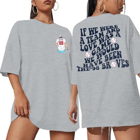 VILOVE Braves Shirt Women Oversized Country Music Concert T Shirt Casual Short Sleeve Baseball Graphic Tees in Saudi Arabia