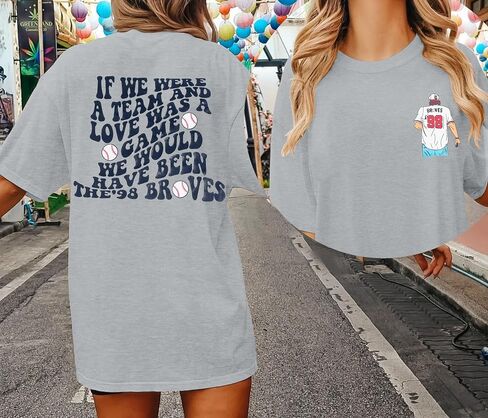 VILOVE Braves Shirt Women Oversized Country Music Concert T Shirt Casual Short Sleeve Baseball Graphic Tees in Saudi Arabia