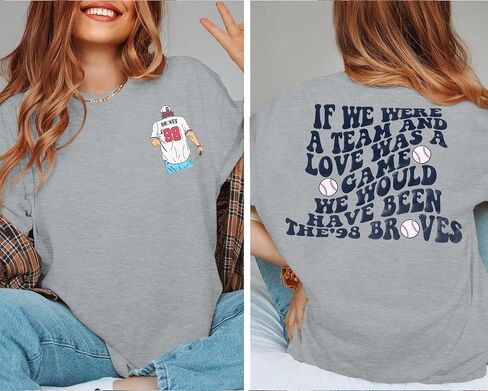 VILOVE Braves Shirt Women Oversized Country Music Concert T Shirt Casual Short Sleeve Baseball Graphic Tees in Saudi Arabia