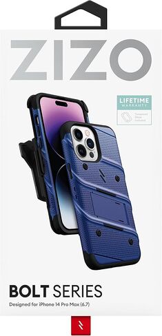 ZIZO Bolt Bundle for iPhone 14 Pro Max (6.7) Case with Screen Protector Kickstand Holster Lanyard - Black in Kuwait