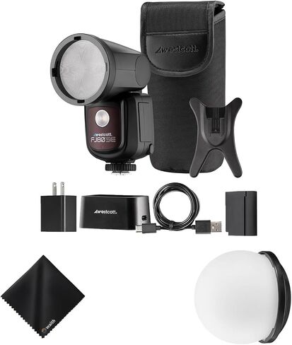 Westcott FJ80-SE S Sony 80Ws Speedlight لكاميرات سوني مع شاشة LCD مقاس 2.4 بوصة | 550+ ومضات كاملة الطاقة لكل شحنة مع قبة توزيع للتركيب المغناطيسي ومجموعة قماش تنظيف من الألياف الدقيقة in Saudi Arabia