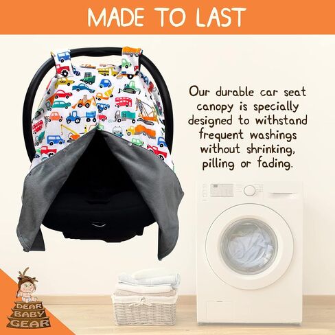 مظلة مقعد السيارة Dear Baby Gear - غطاء مقعد سيارة فاخر للرضع لتوفير أقصى قدر من الحماية والأناقة - قابل للتنفس - مظلة مقعد السيارة - للأطفال - السيارات والشاحنات والمعدات الثقيلة/رمادي ناعم، 40 بوصة × 30 بوصة in Saudi Arabia