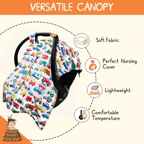 مظلة مقعد السيارة Dear Baby Gear - غطاء مقعد سيارة فاخر للرضع لتوفير أقصى قدر من الحماية والأناقة - قابل للتنفس - مظلة مقعد السيارة - للأطفال - السيارات والشاحنات والمعدات الثقيلة/رمادي ناعم، 40 بوصة × 30 بوصة in Saudi Arabia