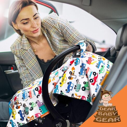 مظلة مقعد السيارة Dear Baby Gear - غطاء مقعد سيارة فاخر للرضع لتوفير أقصى قدر من الحماية والأناقة - قابل للتنفس - مظلة مقعد السيارة - للأطفال - السيارات والشاحنات والمعدات الثقيلة/رمادي ناعم، 40 بوصة × 30 بوصة in Saudi Arabia