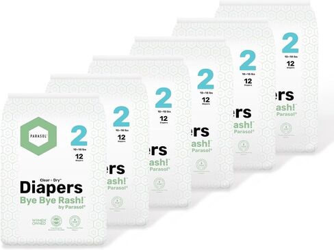 PARASOL Clear+Dry Disposable Diapers | RashShield Protection, Leakproof Design, Hypoallergenic | Size 2, (10-18 lbs) 72 Count in Saudi Arabia