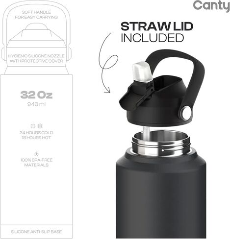 Canty Stainless Steel Water Bottle with Straw, Anti-Slip Base and Giftable Full Colored Box, Great for Travel (Amethyst, 12 Oz) in Saudi Arabia