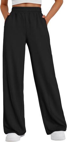 Trendy Queen Women's Wide Leg Sweatpants Baggy Y2K High Waisted Joggers Fall Fashion Outfits Clothes with Pockets 2024 in Saudi Arabia