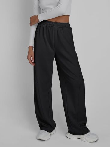 Trendy Queen Women's Wide Leg Sweatpants Baggy Y2K High Waisted Joggers Fall Fashion Outfits Clothes with Pockets 2024 in Saudi Arabia