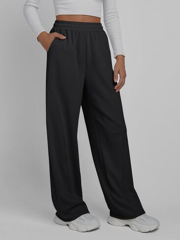 Trendy Queen Women's Wide Leg Sweatpants Baggy Y2K High Waisted Joggers Fall Fashion Outfits Clothes with Pockets 2024 in Saudi Arabia