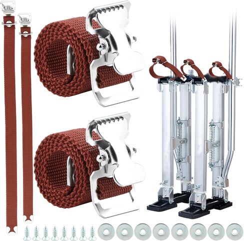 EMVANV 4PCS Drywall Stilts Straps, Adjustable Leg Band Straps Drywall Foot Band Straps Kit with 8 Screws & 8 Spacers, Nylon Leg Fixation Strap Replacement Part for Stilts(Blue) in Kuwait
