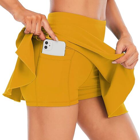 sandbank Women's Pleated Tennis Skirts High Waisted Build in Athletic Golf Sport Running Skorts Skirts with Pocket in Kuwait