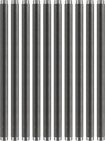 1/2"x 12" Black Painted Industrial Pipe - Home Expert 10 Pack Black Malleable Cast Iron Pipe Heavy Duty Pre Cut Metal Pipe Threaded Gray Pipe Fitting for Industrial Vintage Style DIY Project in Saudi Arabia