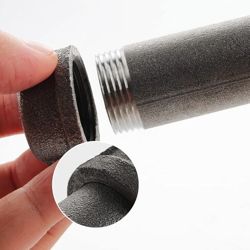 1/2"x 12" Black Painted Industrial Pipe - Home Expert 10 Pack Black Malleable Cast Iron Pipe Heavy Duty Pre Cut Metal Pipe Threaded Gray Pipe Fitting for Industrial Vintage Style DIY Project in Saudi Arabia