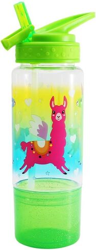 Home Tune 18oz Kids Water Drinking Sip Bottle - Tritan BPA Free, Flip Straw Lid, Easy Open, Lightweight, Snack Compartment, Leak-Proof Water Bottle with Cute Design For Girls & Boys - Unicorn in Saudi Arabia