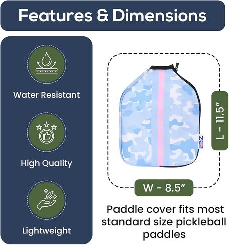Pickleball Paddle Cover | Protective Paddle Cover with Fence Hook & Zippered Pocket for Accessories | Universal Size Pickleball Paddle Case | Stay in Style with our Paddle Cover in Saudi Arabia