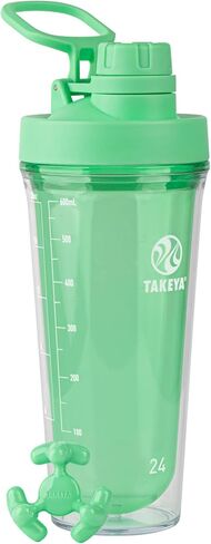 Takeya 24 oz Tritan Plastic Shaker Bottle - Premium BPA Free Protein Shakes Mixer, Leakproof Spout Lid, Shatterproof, Stormy Black in Kuwait