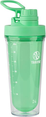 Takeya 24 oz Tritan Plastic Shaker Bottle - Premium BPA Free Protein Shakes Mixer, Leakproof Spout Lid, Shatterproof, Stormy Black in Kuwait