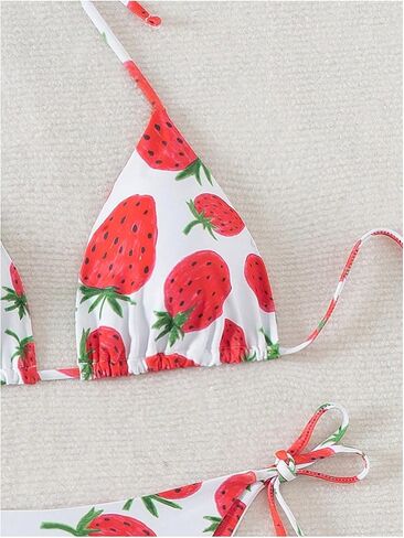 SweatyRocks Women's 2 Piece Triangle Bikini Sets Geo Print Bathing Suits Tie Side Halter Swimsuit in Saudi Arabia