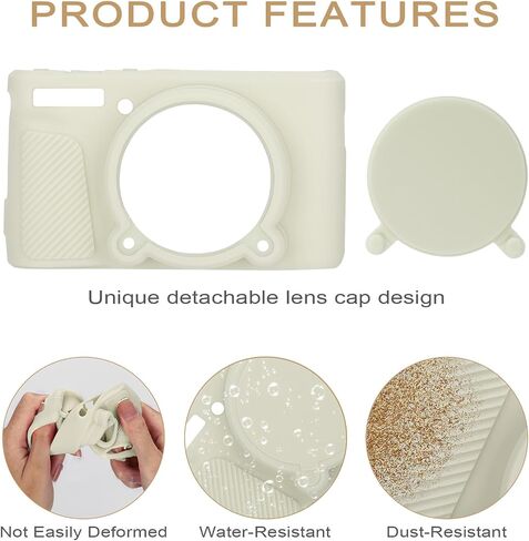 Case for Canon PowerShot SX740 HS Camera,2 Tempered Glass Screen Protectors,1 CameraWrist Strap, Soft Silicone Protective caseskin,Detachable Lens Cap,Slim Fit for SX740 HS SX730-Off White in Saudi Arabia